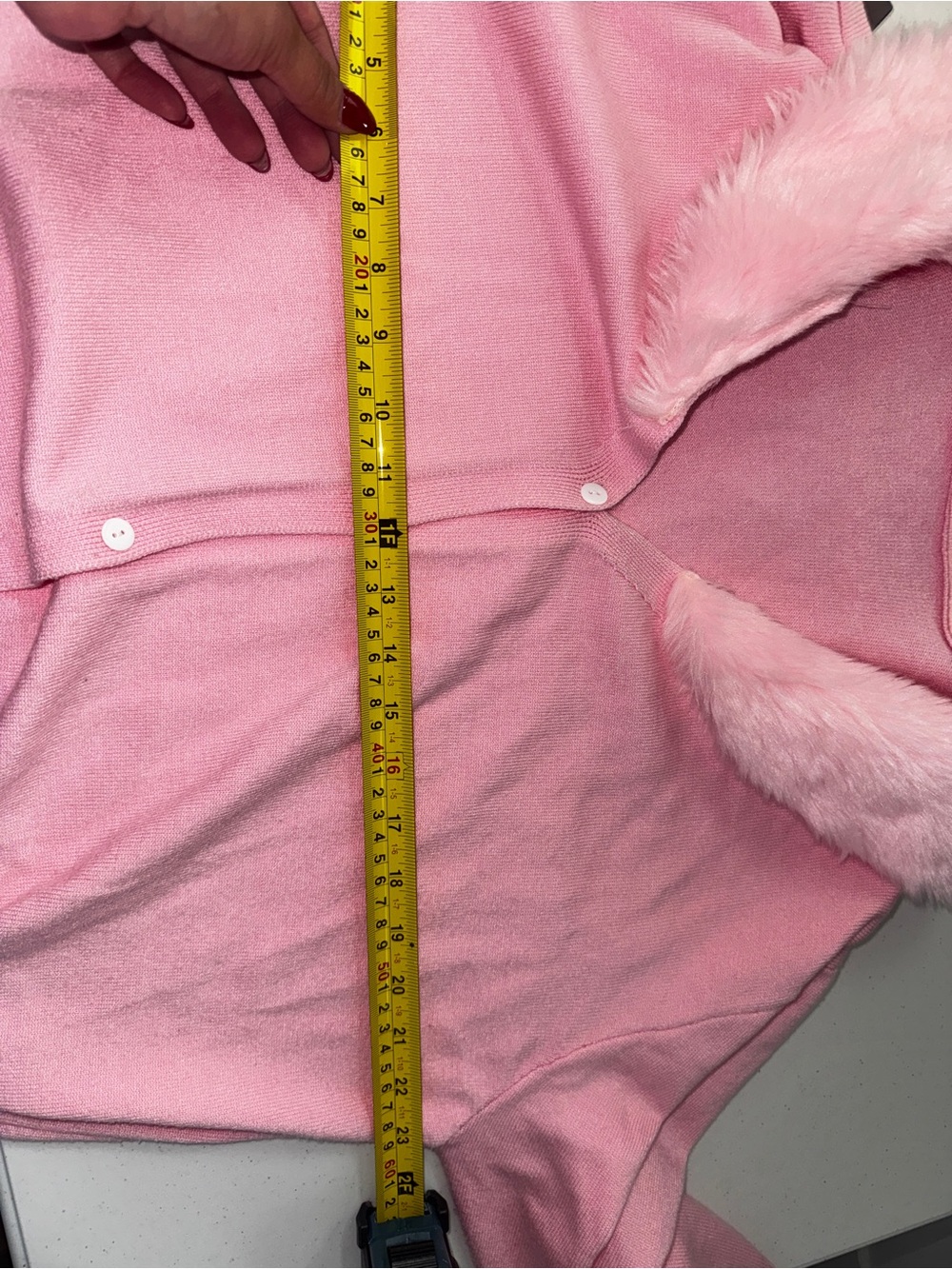 Pink Faux-Fur Collar Cardigan Sweater barbiecore clueless - Picture 3 of 5